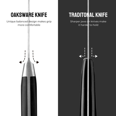 OAKSWARE cleaver after-use care demonstrating easy maintenance steps