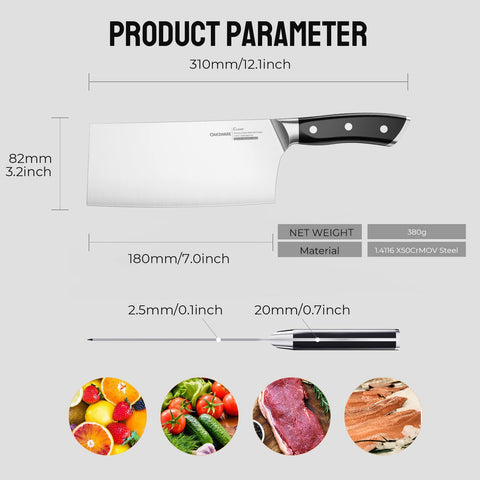 OAKSWARE cleaver ergonomic ABS handle detail for comfortable grip