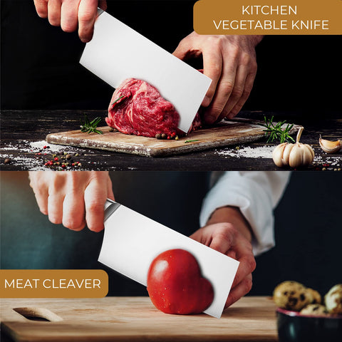 OAKSWARE cleaver blade grind detail emphasizing wear resistance