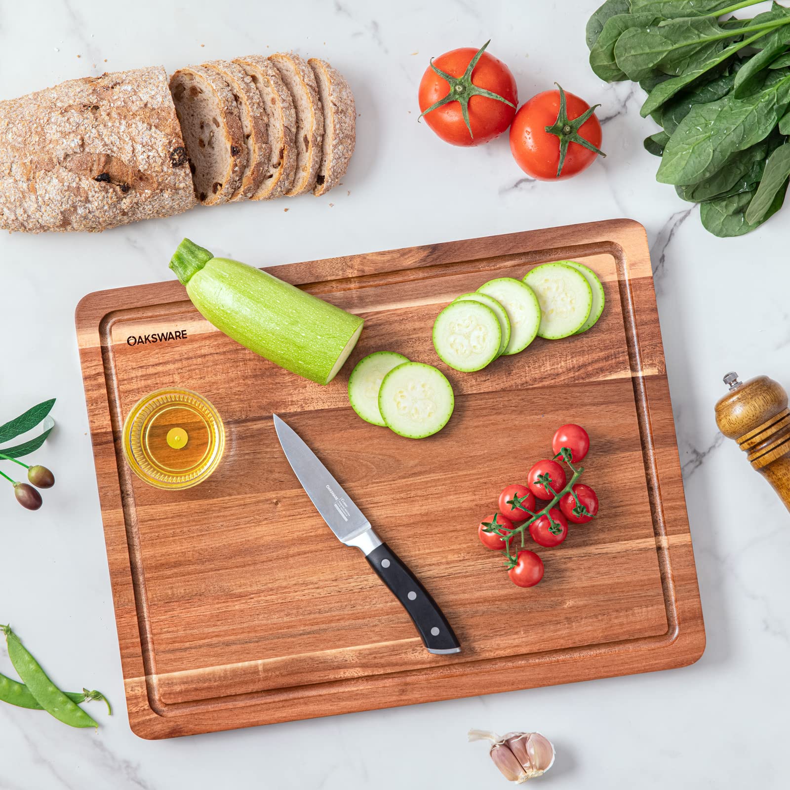 OAKSWARE pre-oiled acacia cutting board care instructions