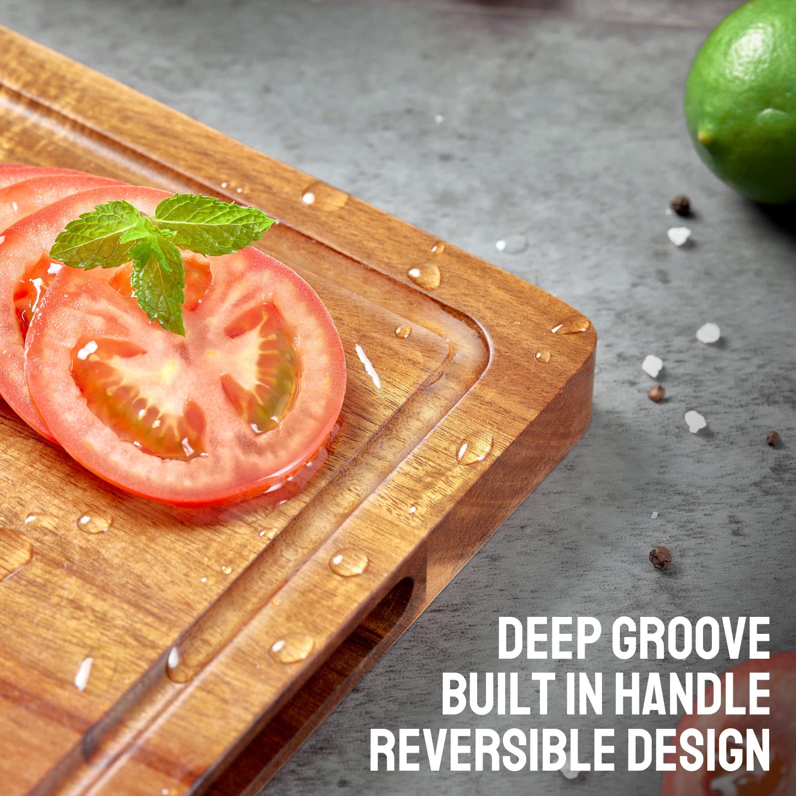 OAKSWARE board with deep juice groove to capture liquids