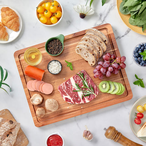 OAKSWARE cutting board reversible surface ready for chopping or serving