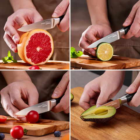 OAKSWARE paring knife showcases razor-sharp edge ideal for peeling, slicing, and mincing.