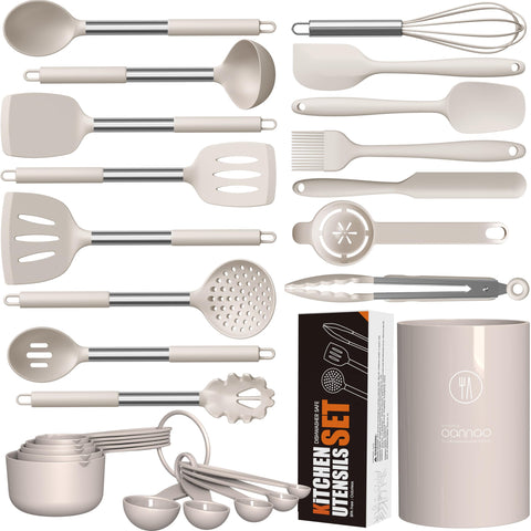 Oannao large silicone utensils set assembly for versatile daily cooking.