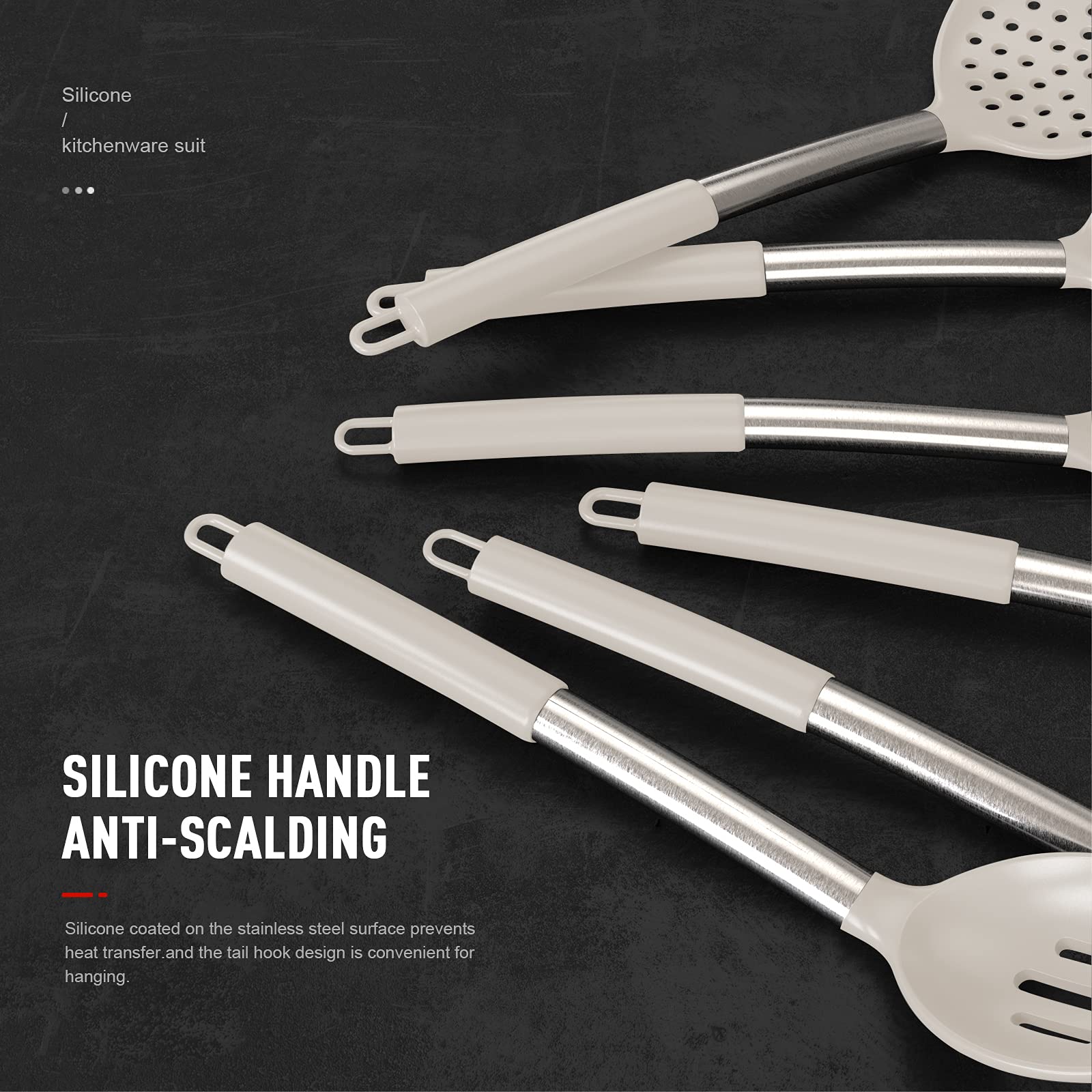 Oannao silicone turner showing nonstick-safe surface for flipping.
