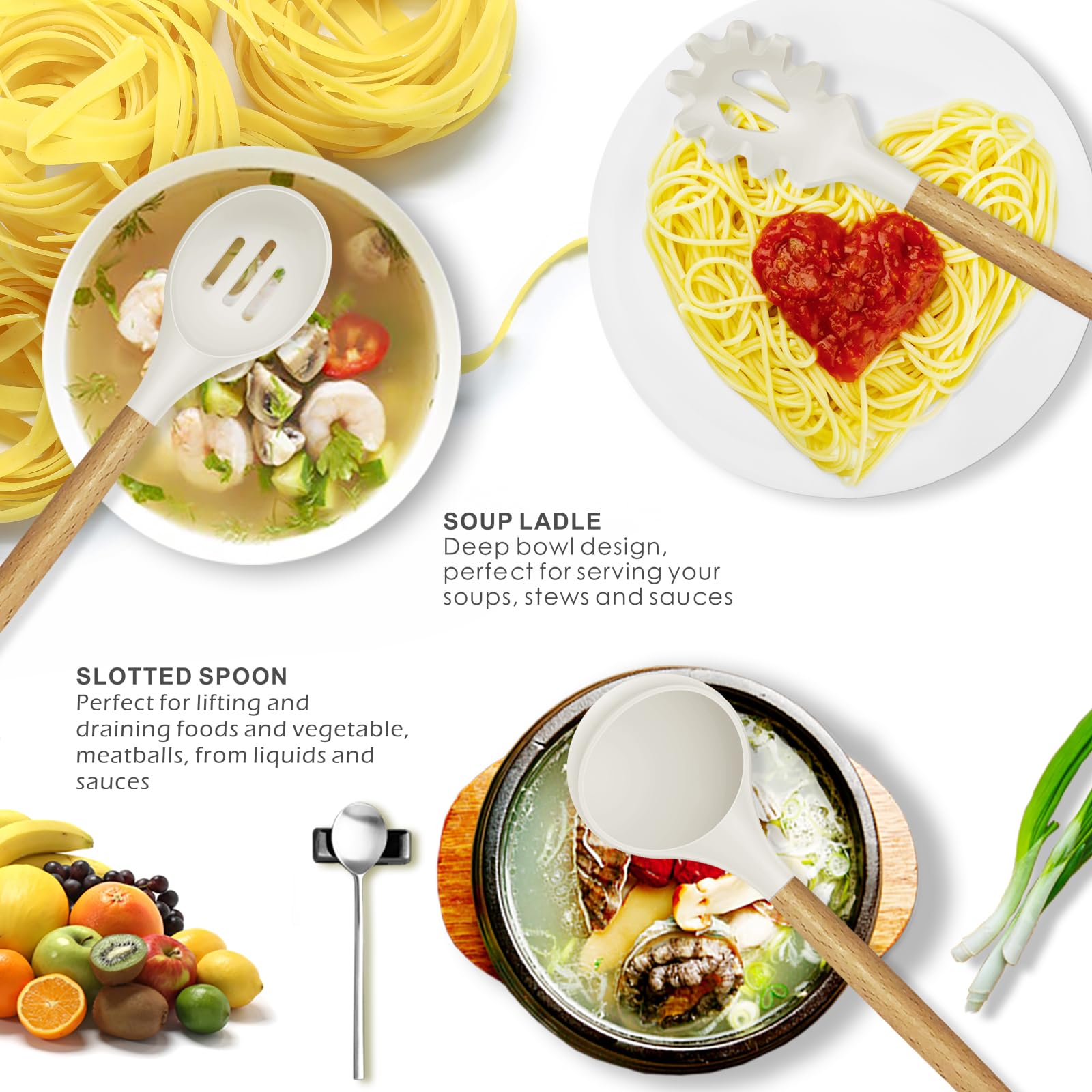 oannao silicone spatula soft-heads for gentle nonstick use and precise mixing