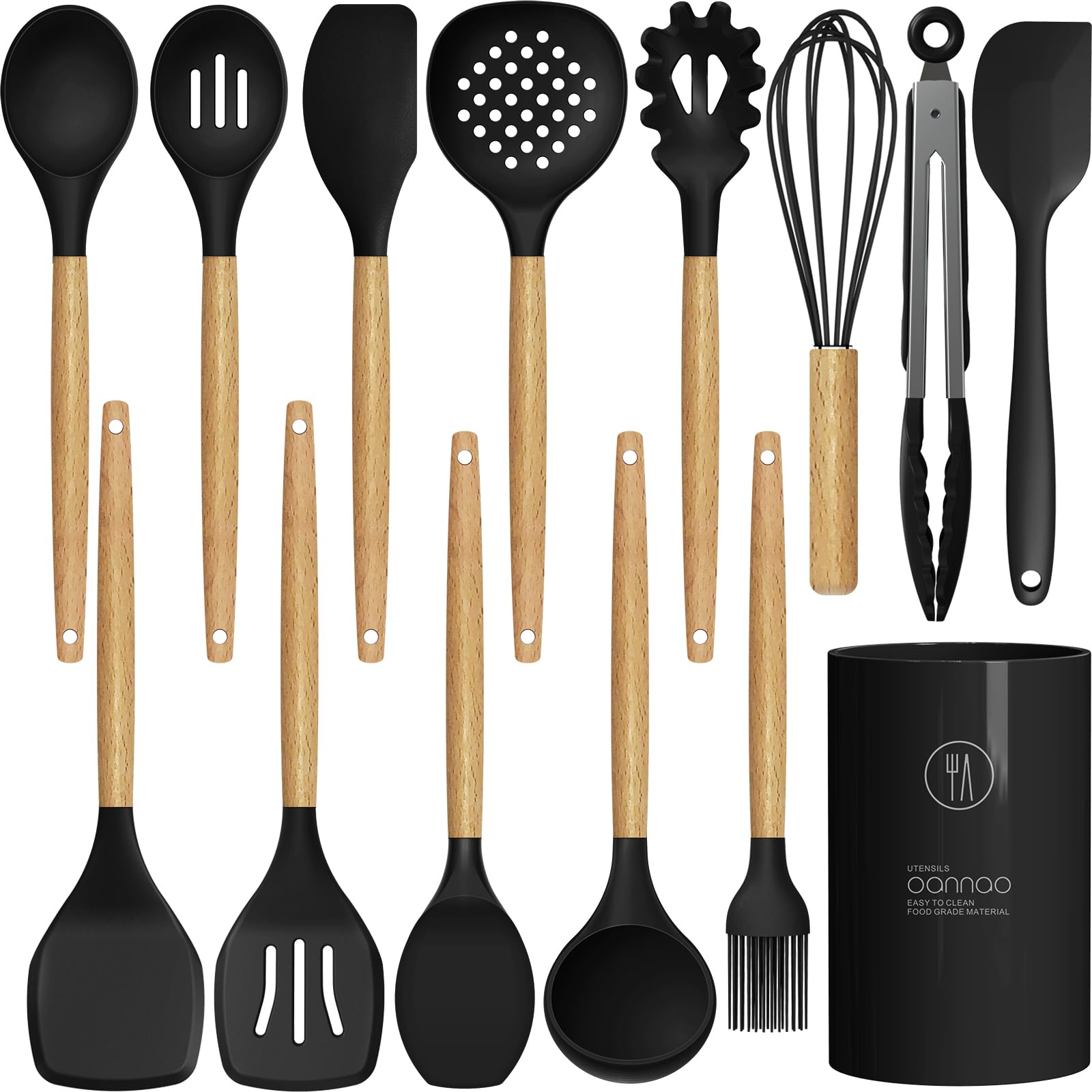 oannao silicone utensils with heat resistance up to 446°F for versatile cooking