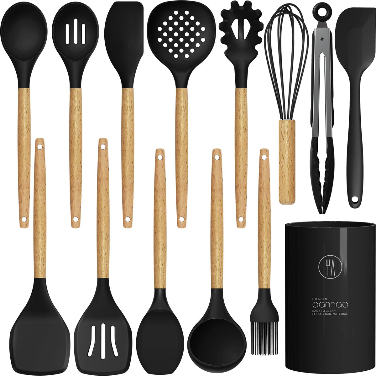 oannao silicone utensils with heat resistance up to 446°F for versatile cooking