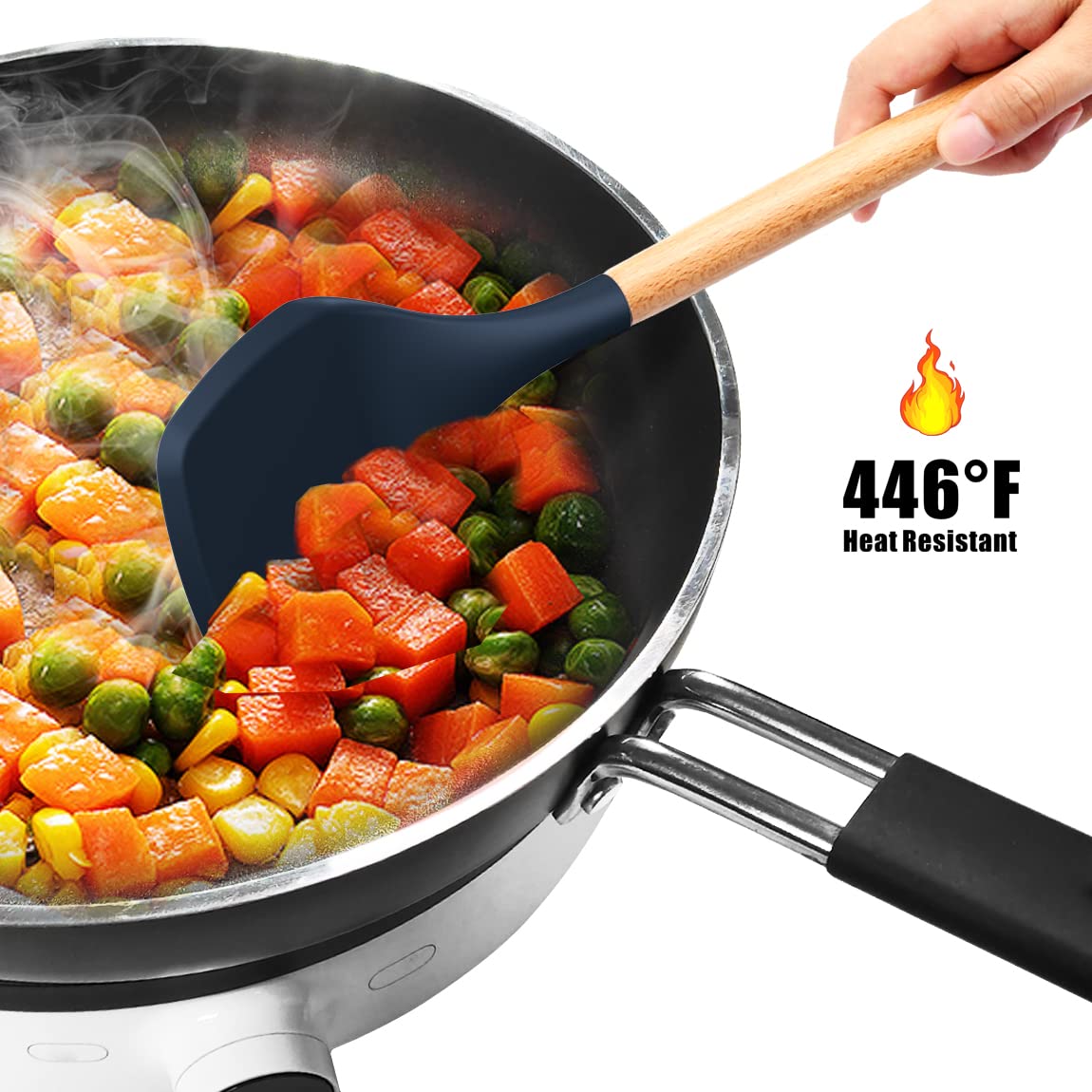 oannao silicone utensils navy blue set to elevate any kitchen look