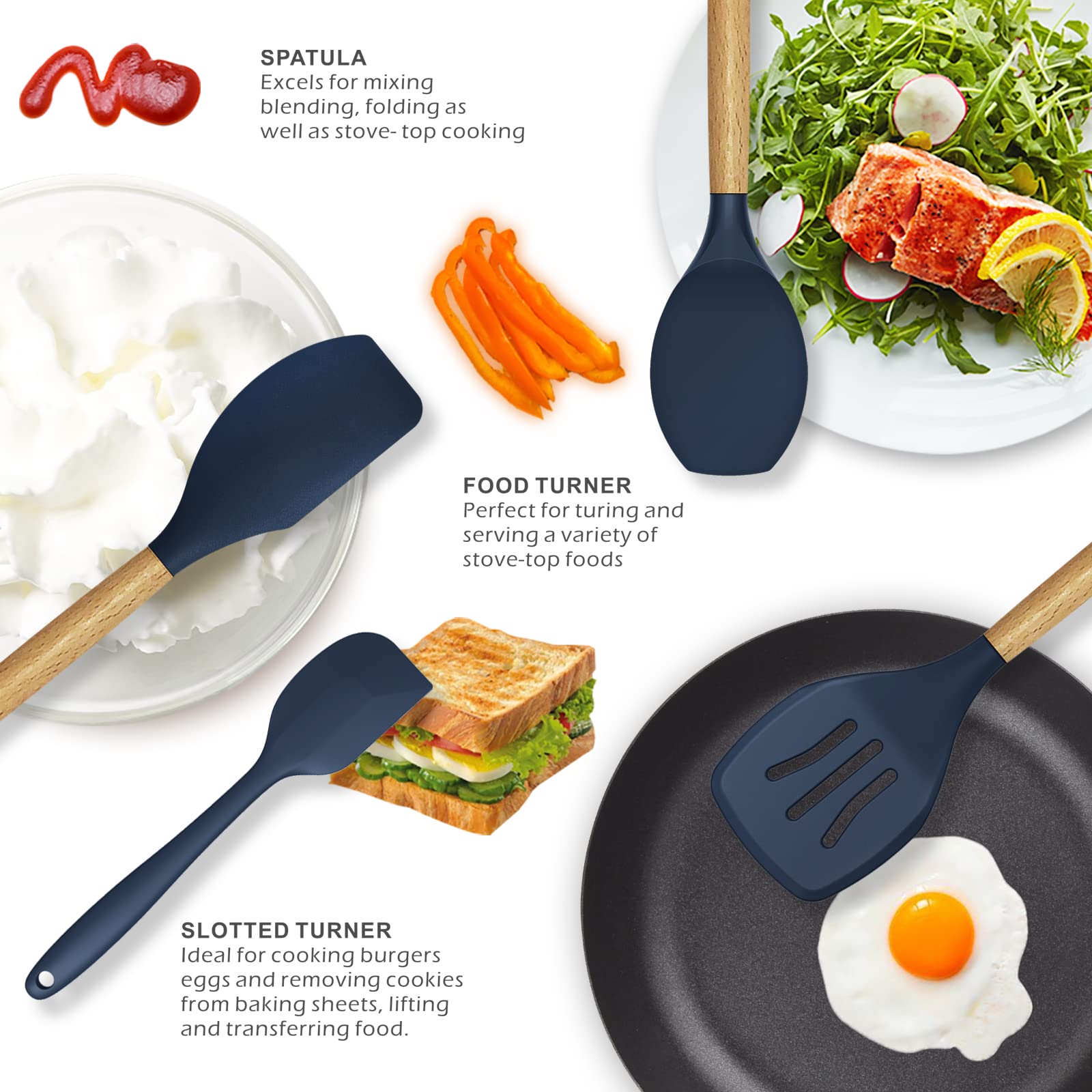 oannao silicone utensils pasta server for serving al dente portions