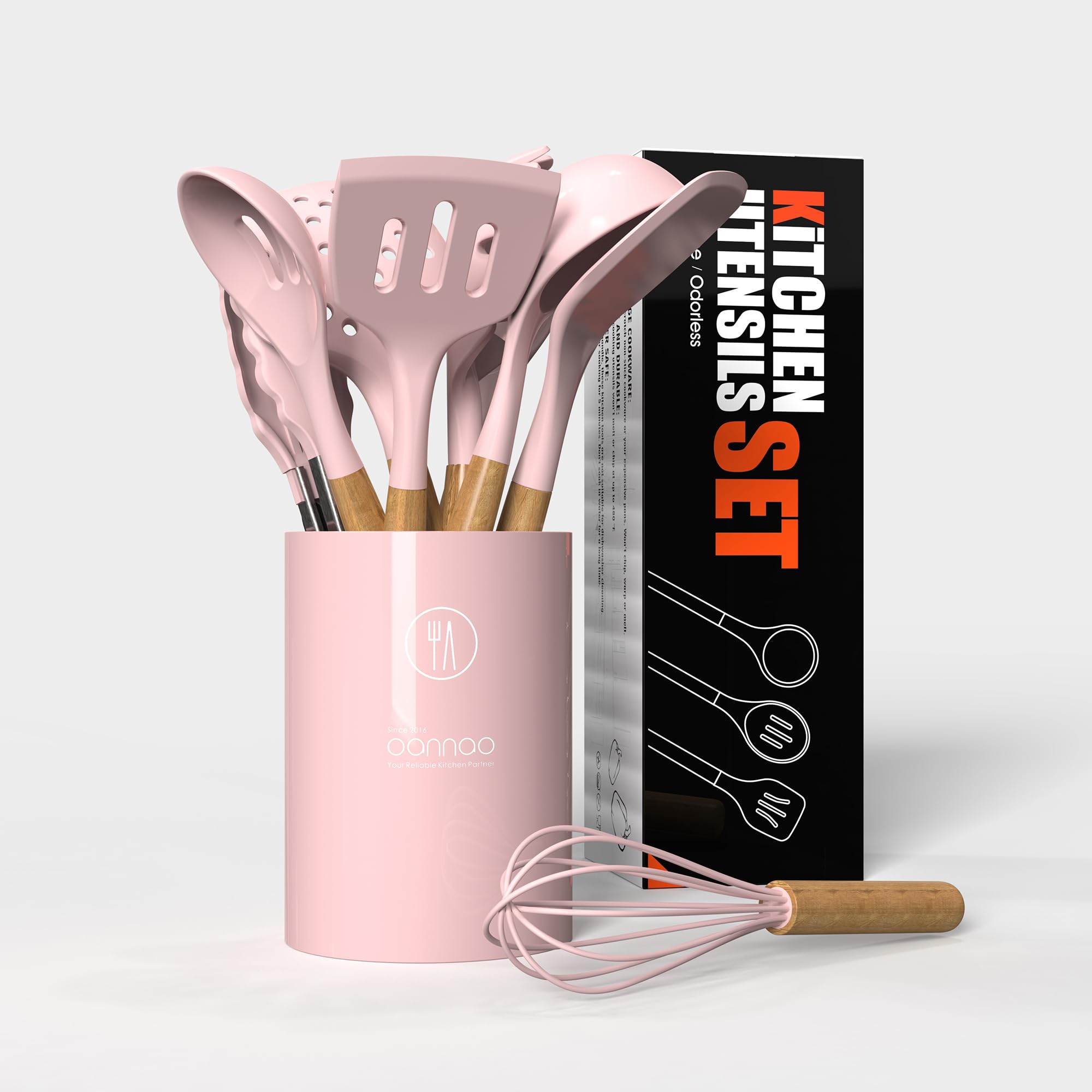 Oannao pink basting brush designed for even sauce coverage.