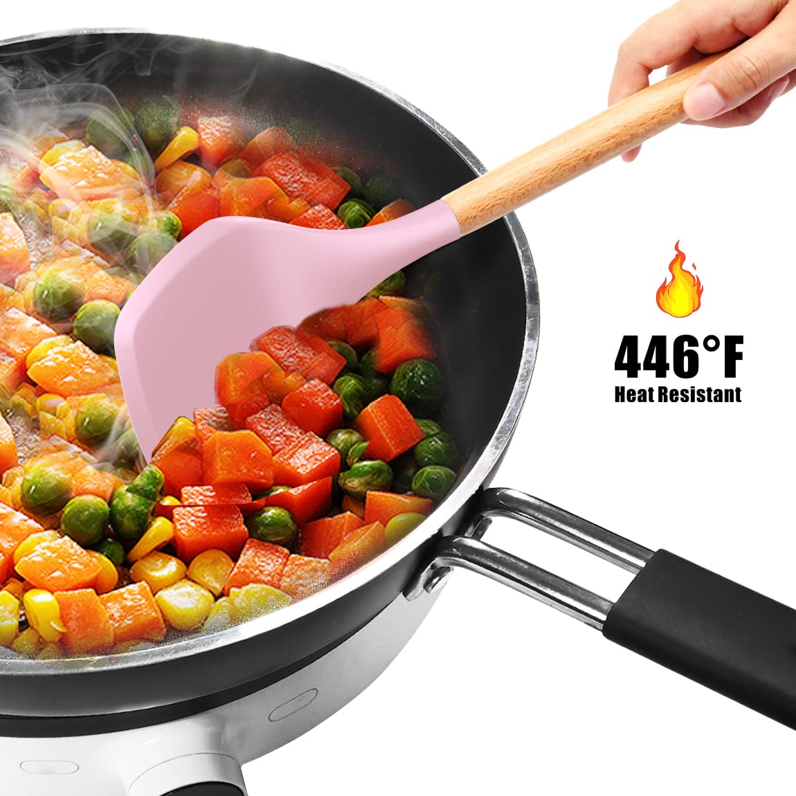 Oannao durable-core silicone spoon pink resists wear.