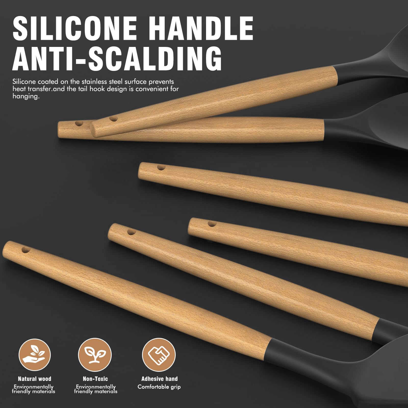 oannao silicone ladle ideal for soups, heat resistant up to 446°F