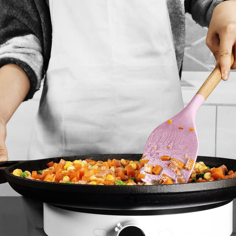 Oannao nonstick-friendly utensils pink protect cookware surfaces.