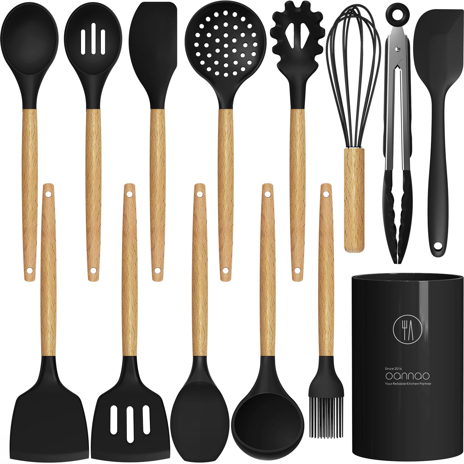 oannao silicone spatula for nonstick pans, heat resistant and durable