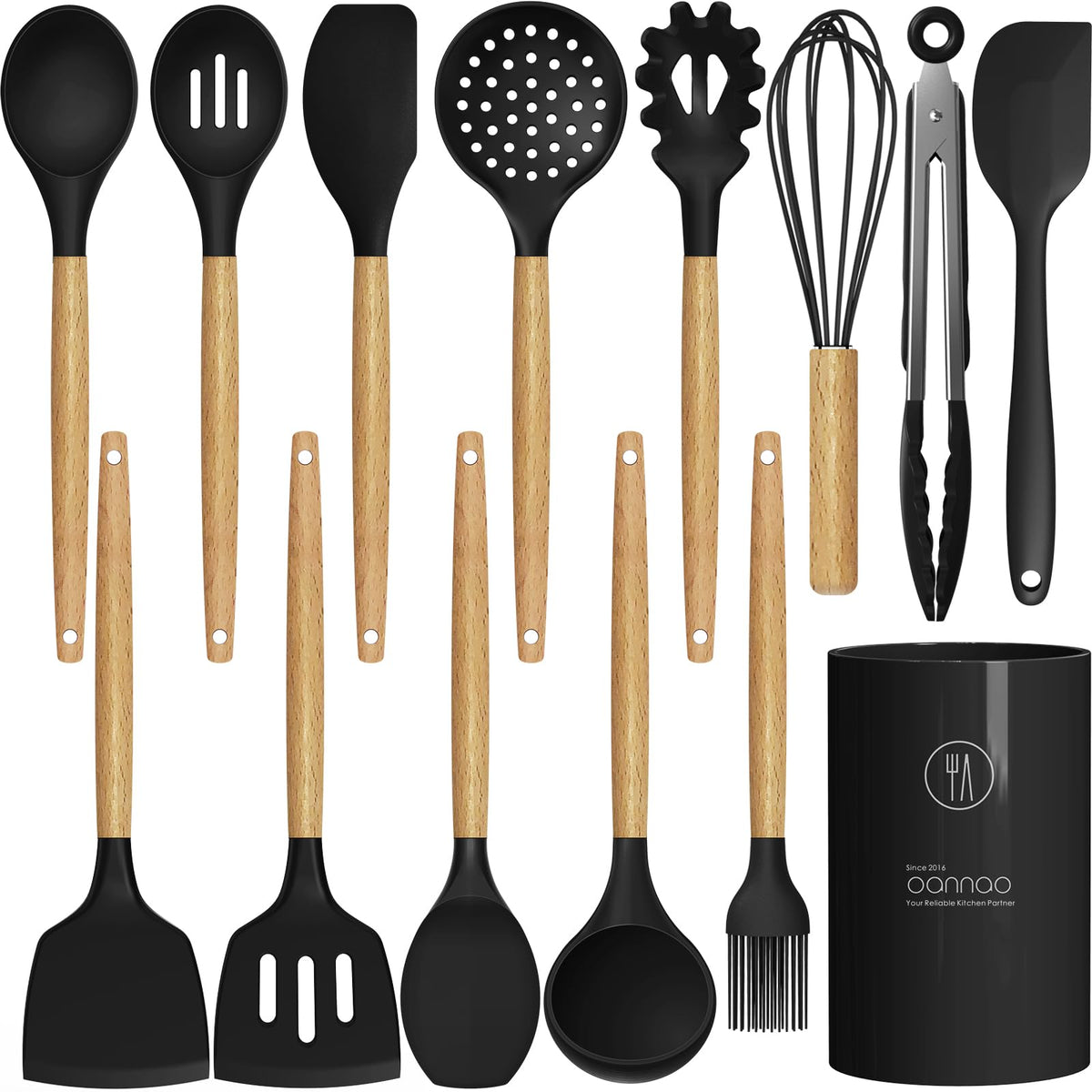 oannao silicone spatula for nonstick pans, heat resistant and durable