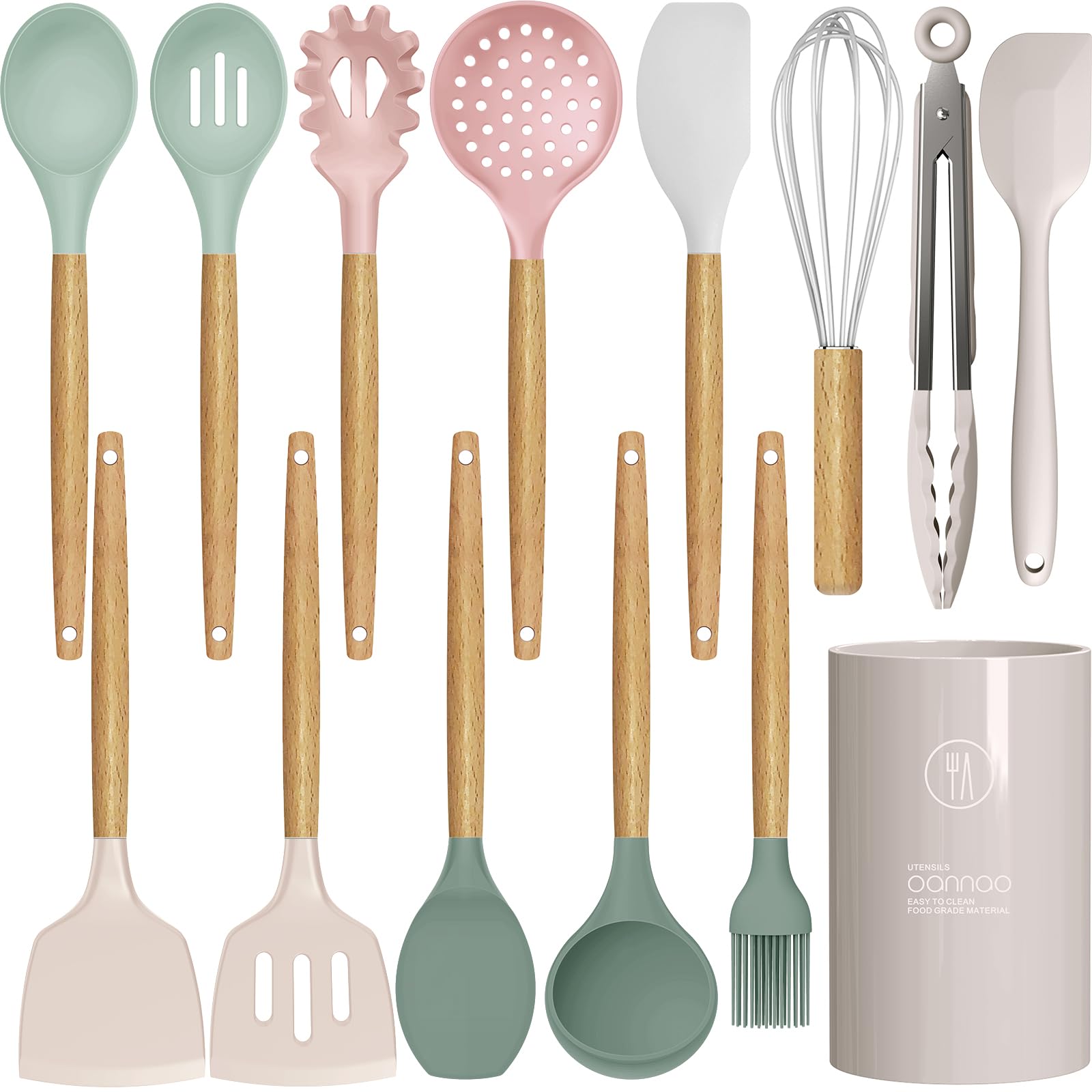 Oannao silicone utensils set spatula for nonstick pans, protects surfaces while flipping and stirring