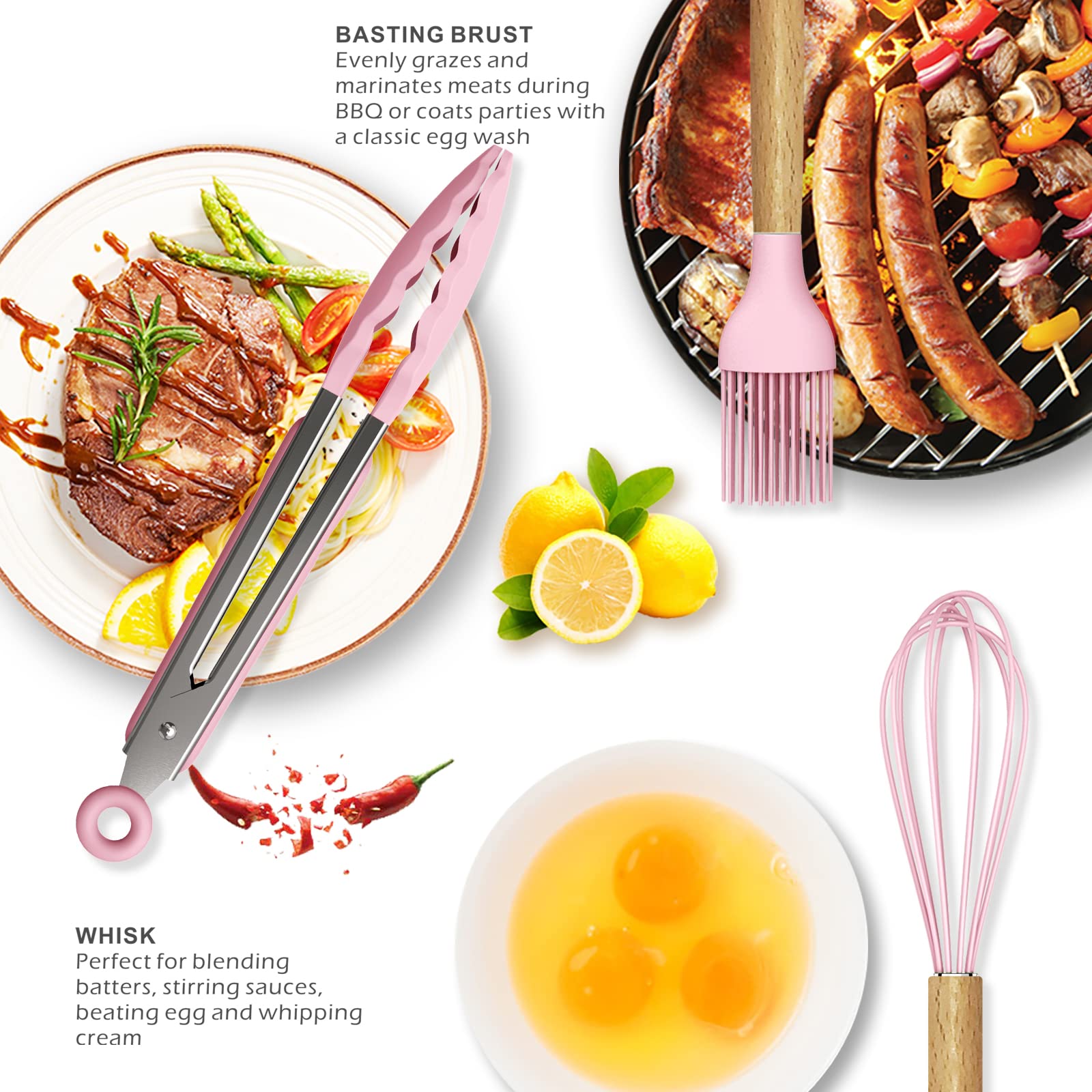 Oannao silicone spoon pink ideal for stirring and scooping.