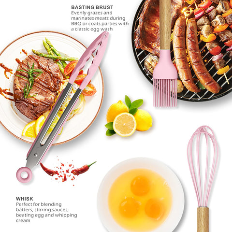 Oannao silicone spoon pink ideal for stirring and scooping.