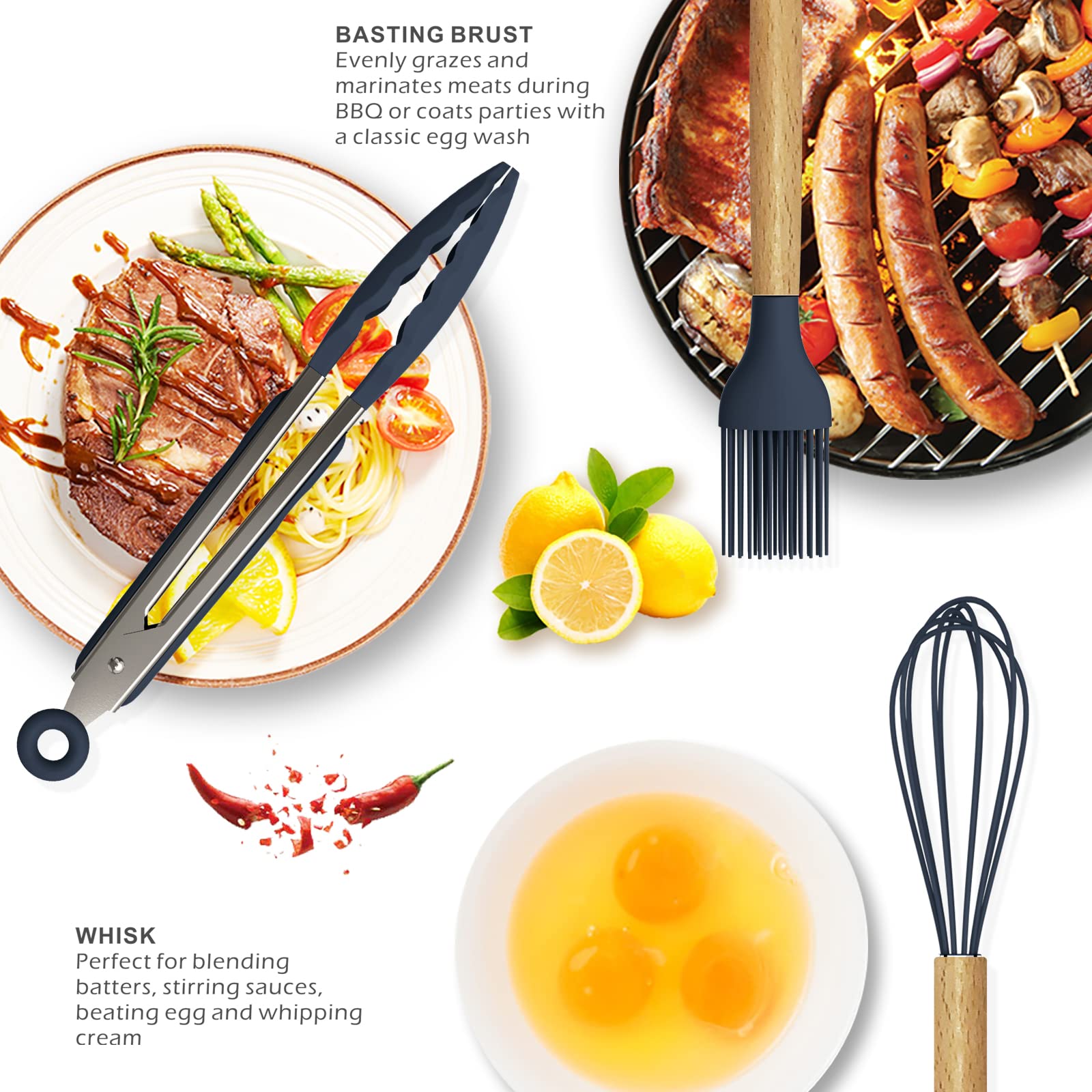 oannao silicone utensils slotted spoon for draining and serving