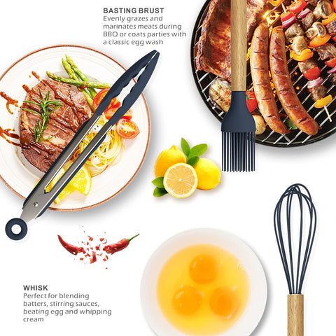oannao silicone utensils slotted spoon for draining and serving
