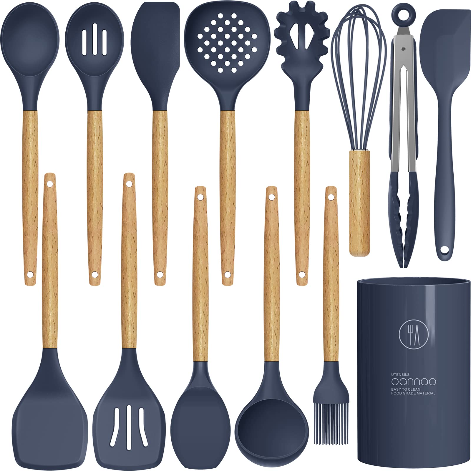 oannao silicone utensils spatula for non-stick pans, gentle stirring and flipping