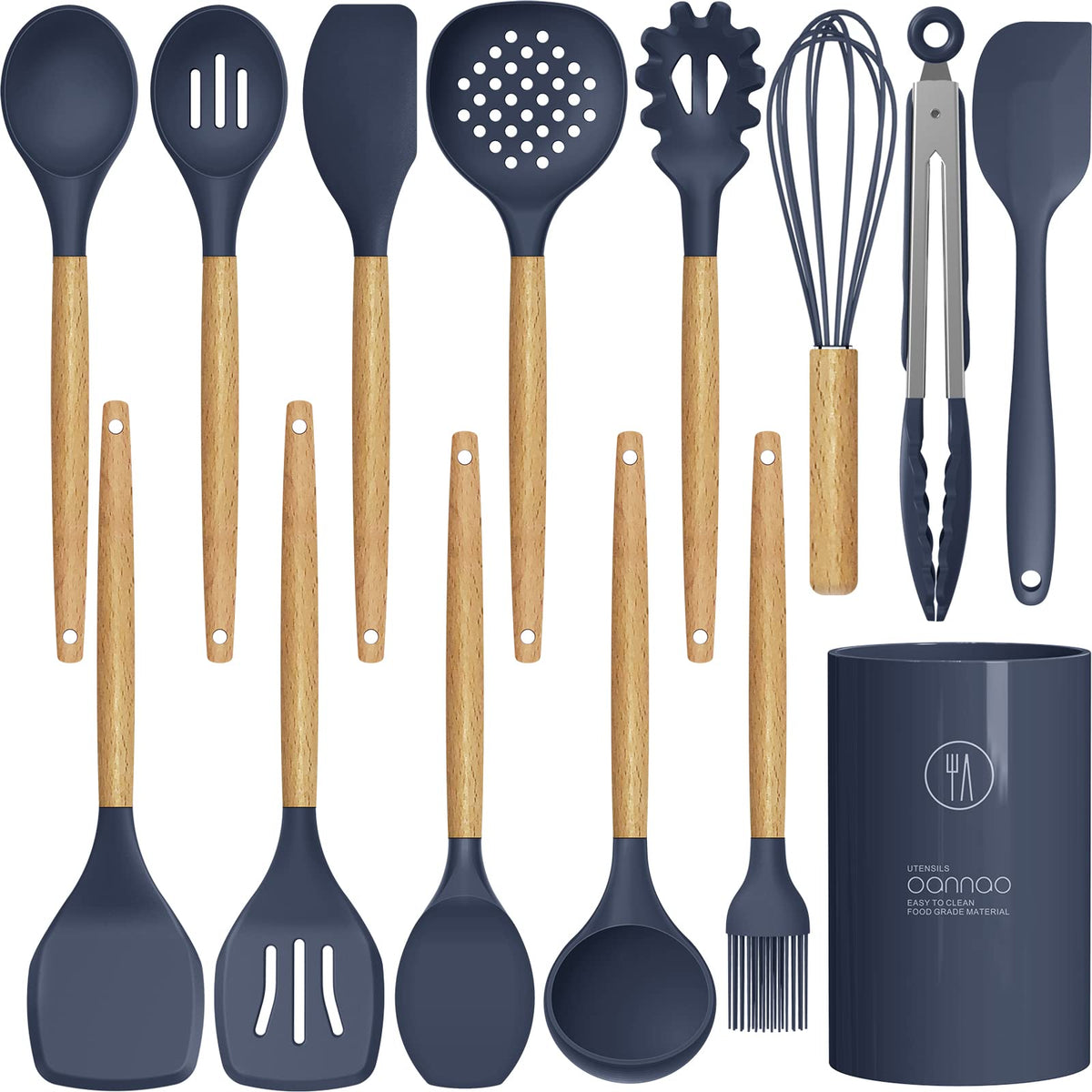 oannao silicone utensils spatula for non-stick pans, gentle stirring and flipping