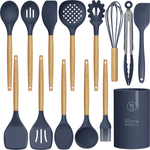 oannao silicone utensils spatula for non-stick pans, gentle stirring and flipping