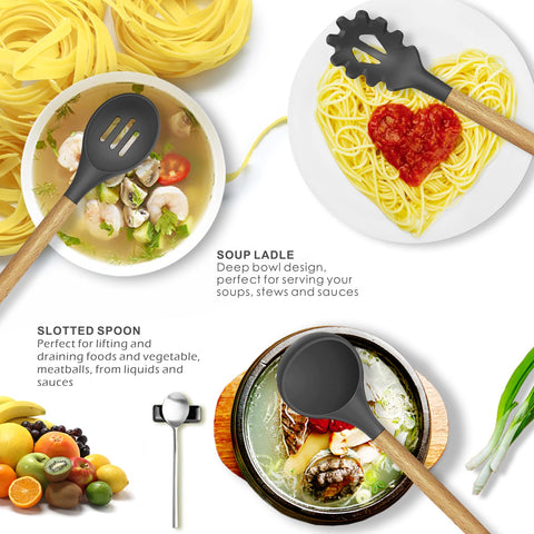 oannao silicone turner flipping pancakes in a nonstick skillet with ease