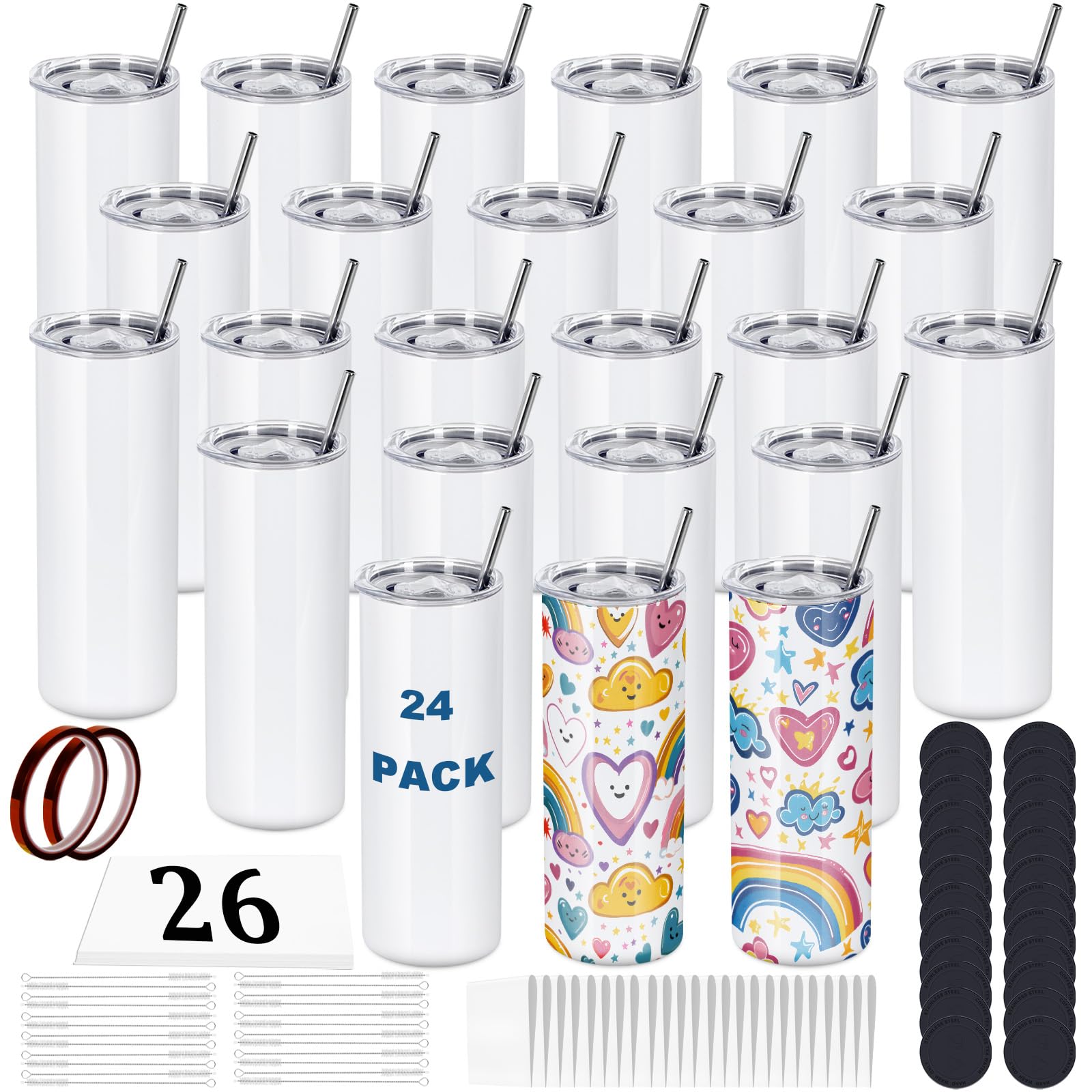 oaptuza 24 pack 20 oz sublimation tumblers in bulk for gifts and projects