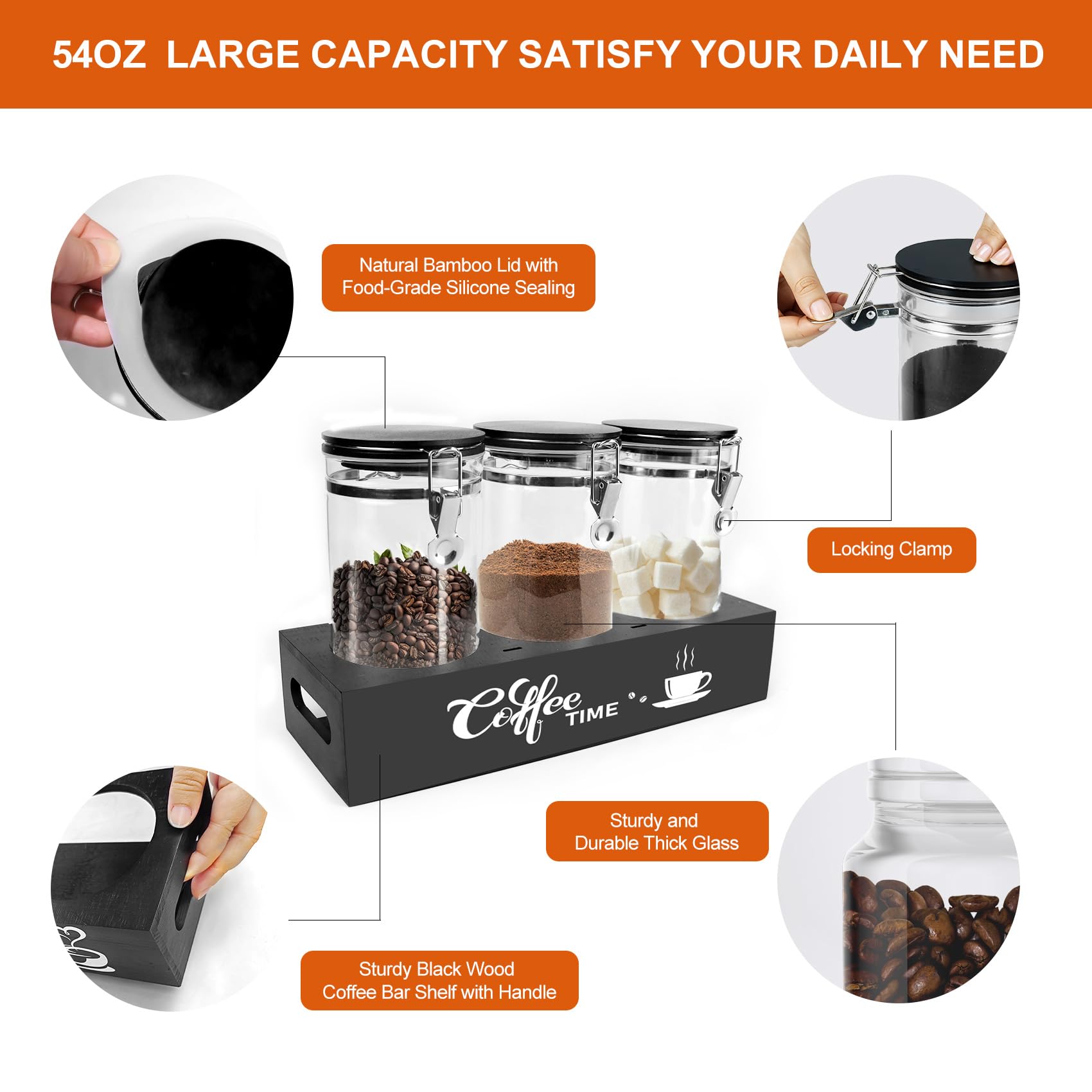 OARSE 54oz jar clearly stores coffee beans with easy access.