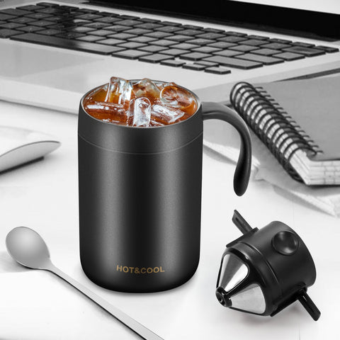 OARSE double-wall mug with collapsible filter for hot or cold drinks