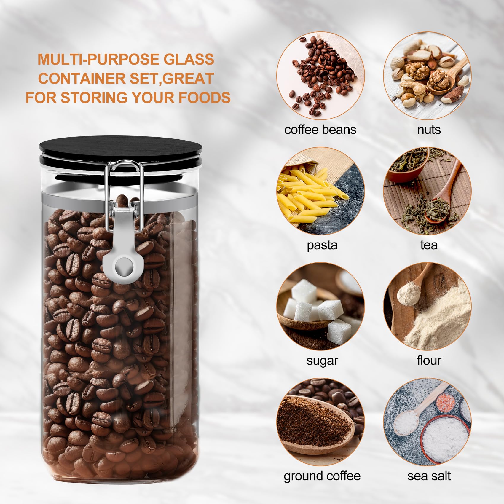 OARSE glass coffee container with included spoons for easy scooping.