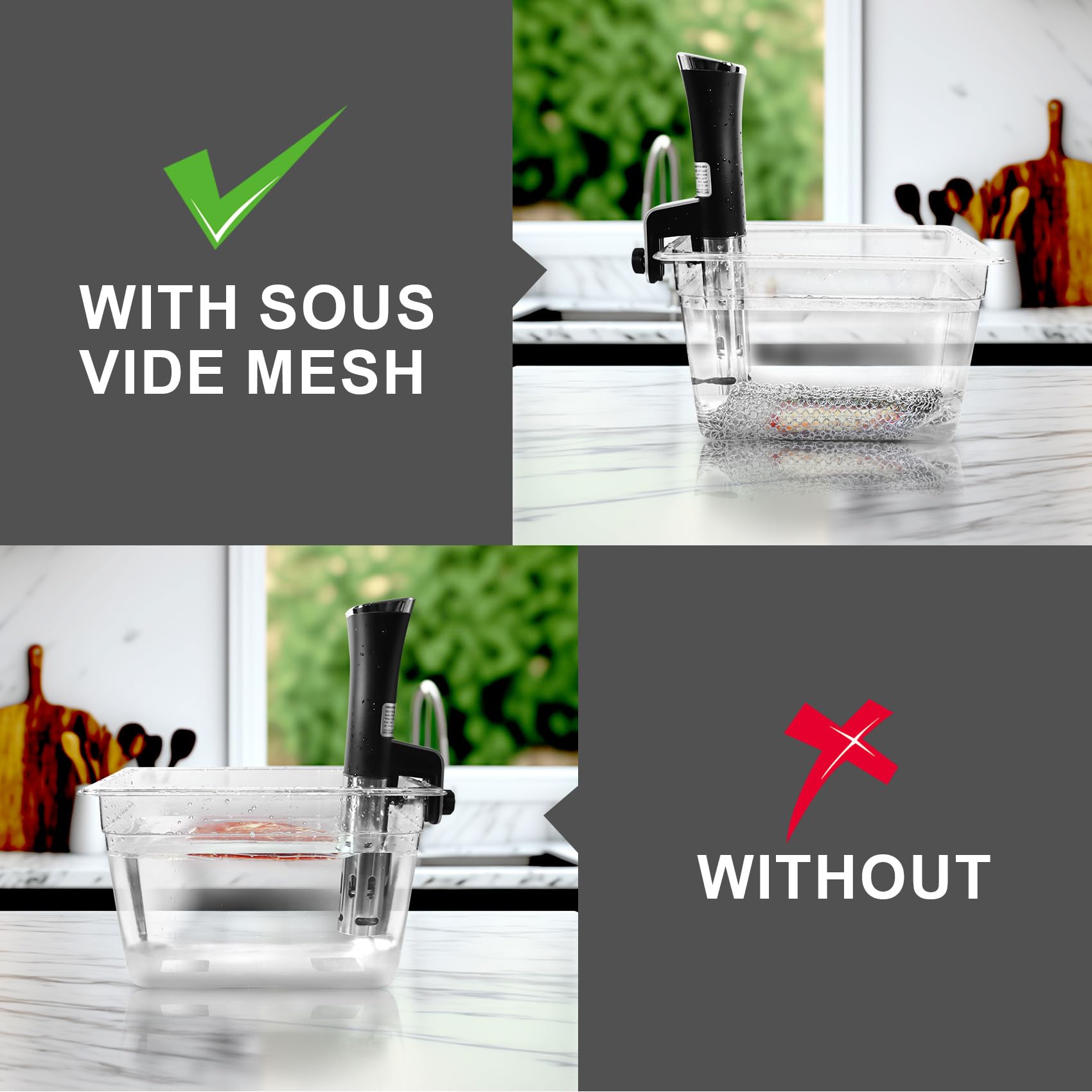 OARSE weight sinker with mesh prevents floating bags and undercooked areas