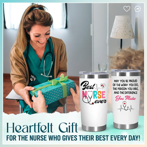 OASSIE nurse tumbler 20oz stainless insulation keeps drinks hot or cold.