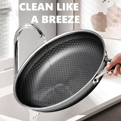 OATOFP easy-clean 8inch pan with nonstick release for quick cleanup.