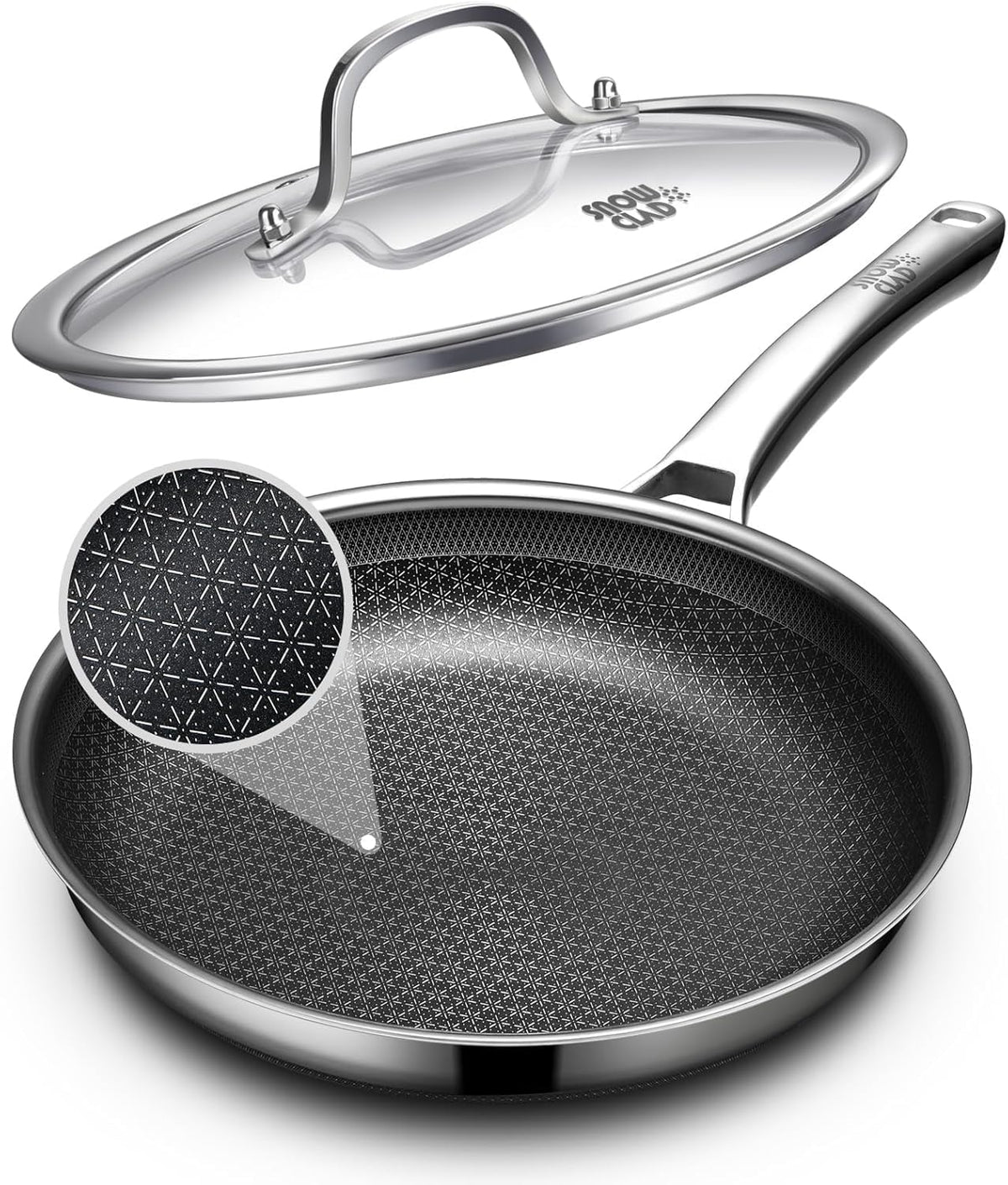 OATOFP non-stick frying pan SnowFlake surface for effortless food release and even heating.