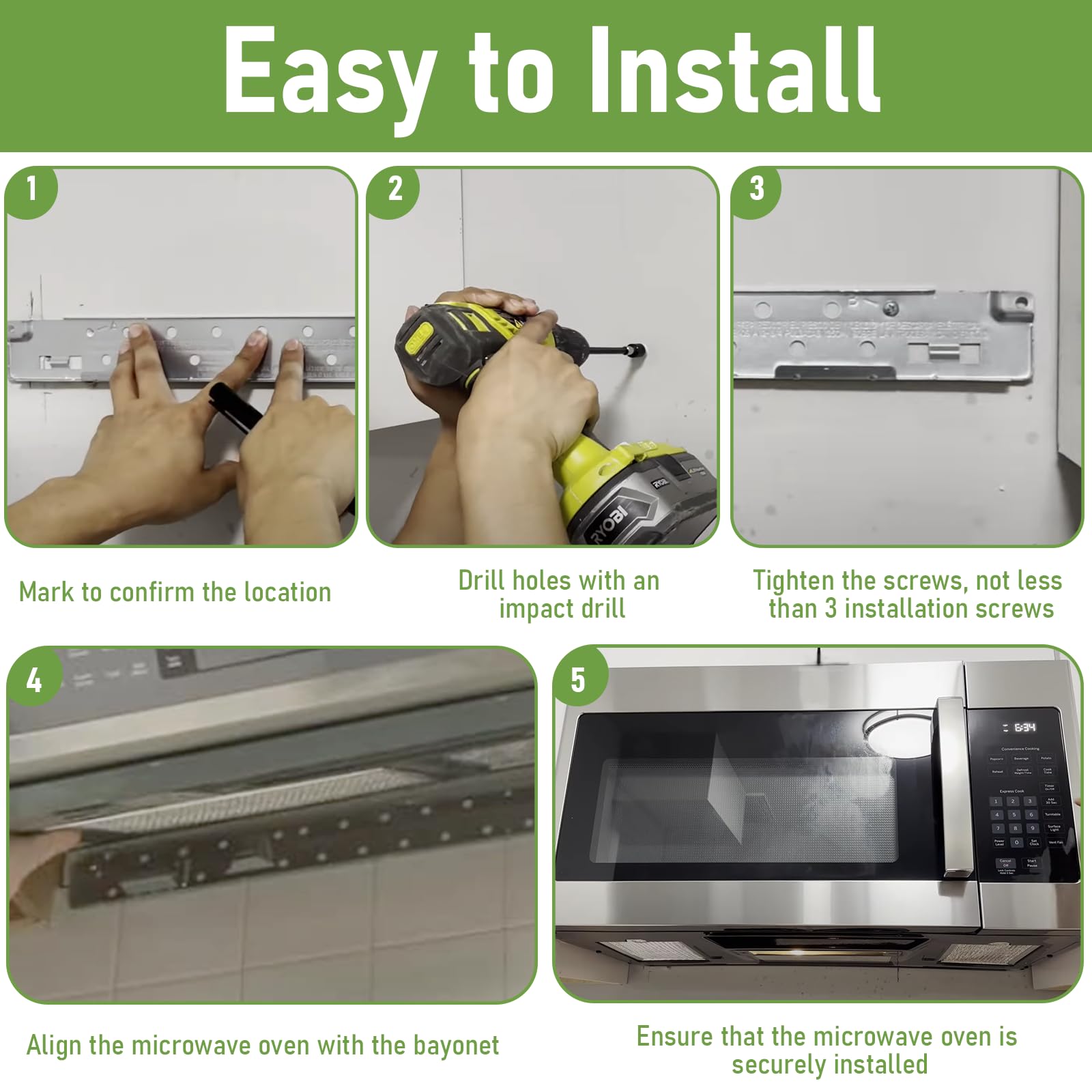 Obida mounting bracket ensures stable GE microwave installation during daily use.