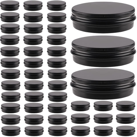 OBKJJ 48 aluminum round cans with lids for organized 2oz storage and labeling