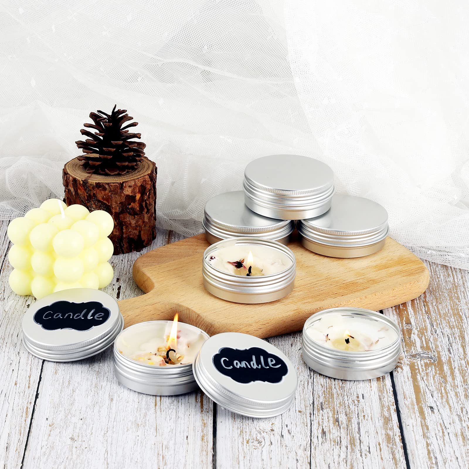 Unlabeled OBKJJ tins ready for candles, balms, spices, or cosmetics.