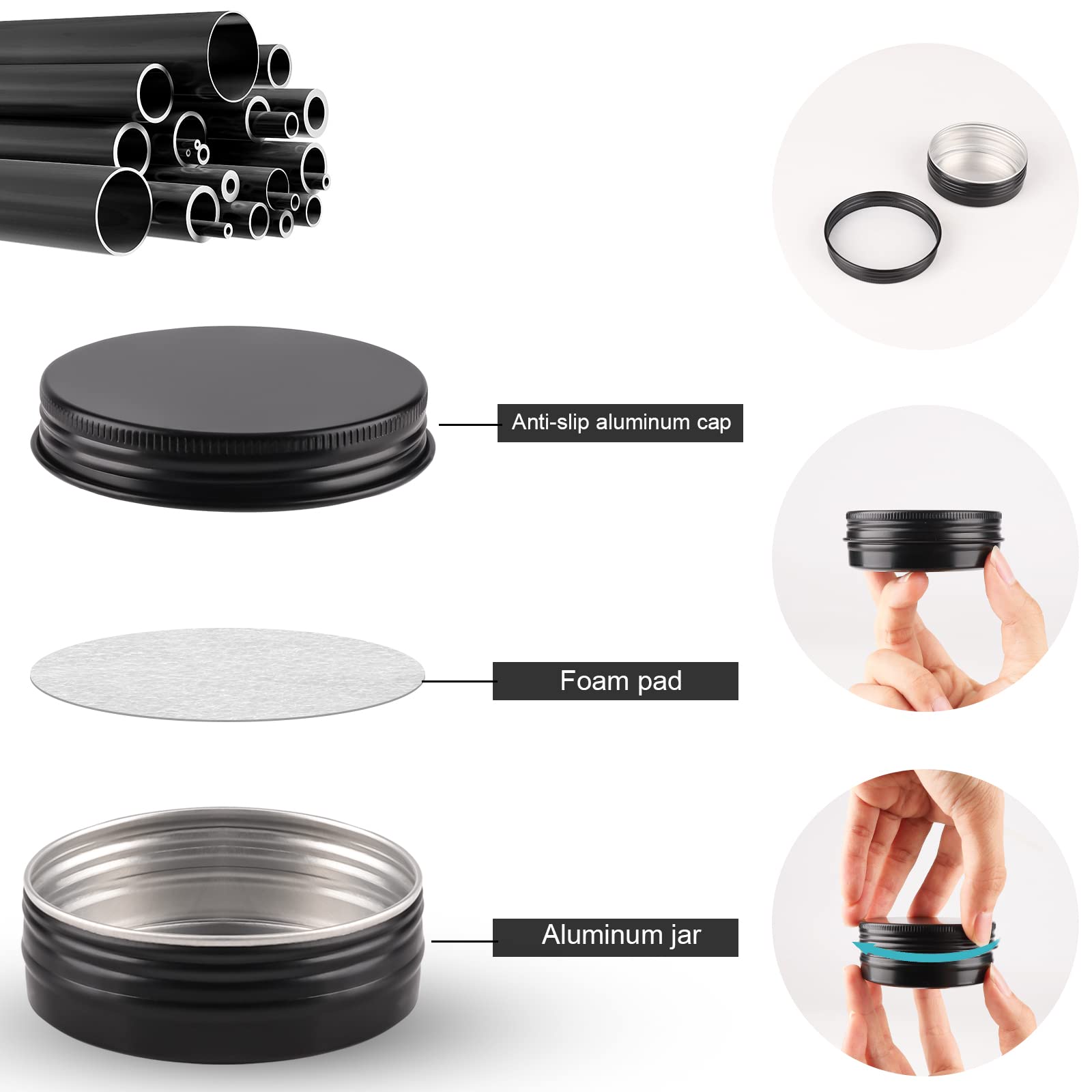 OBKJJ leakproof aluminum tin with lid ideal for travel and liquids