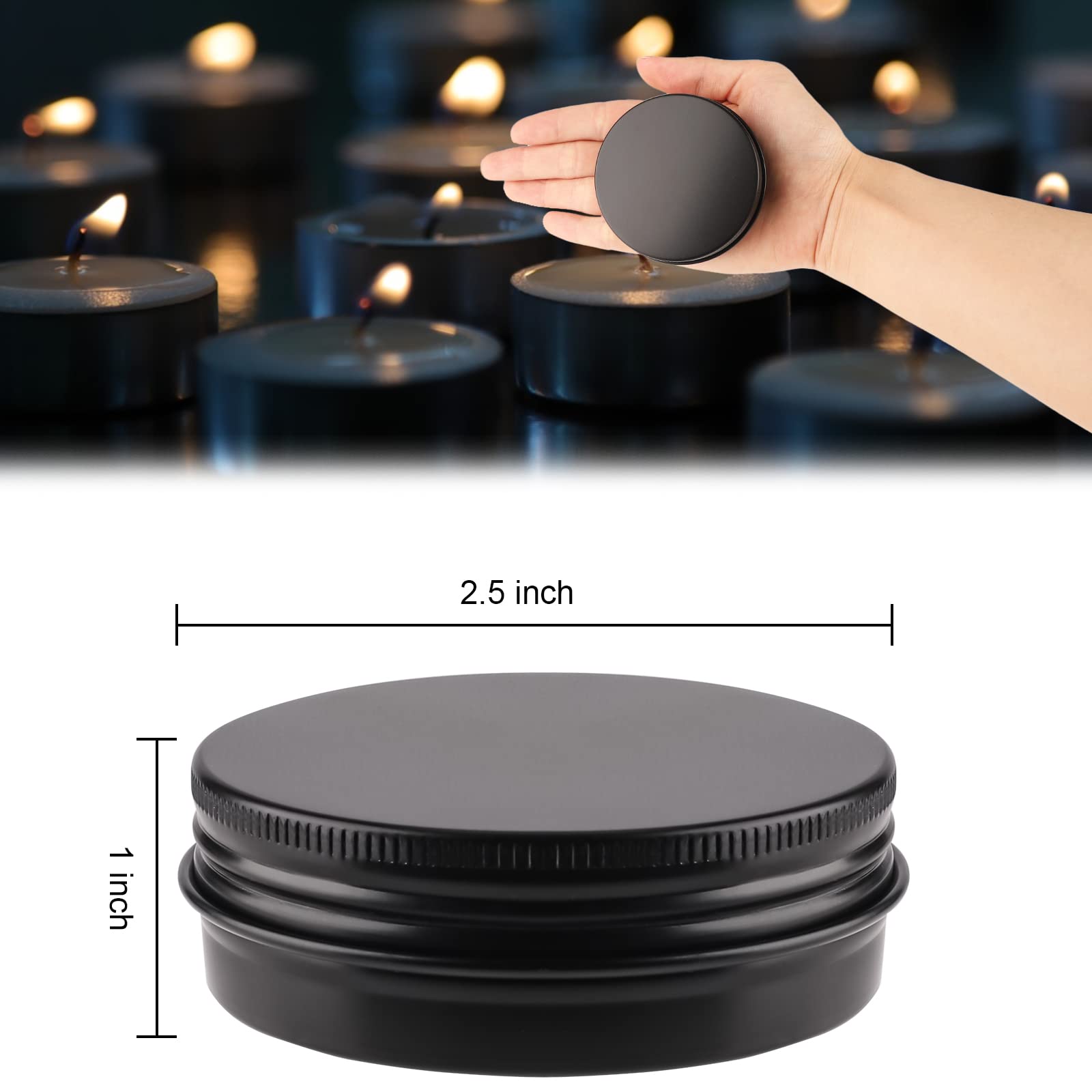 OBKJJ metal tin for candles and cosmetics with secure screw top