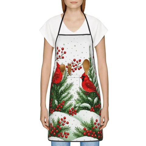 Oblivix Winter Cardinal Apron length coverage for versatile use while cooking