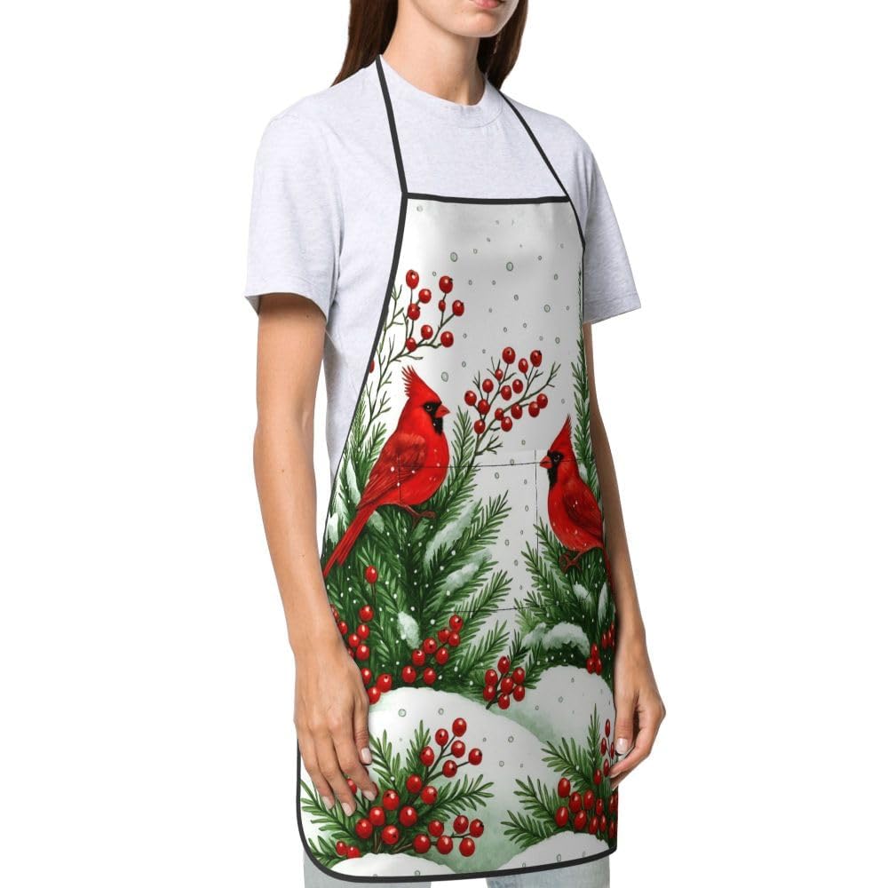 Oblivix Winter Cardinal Apron material closeup of soft polyester and stitching