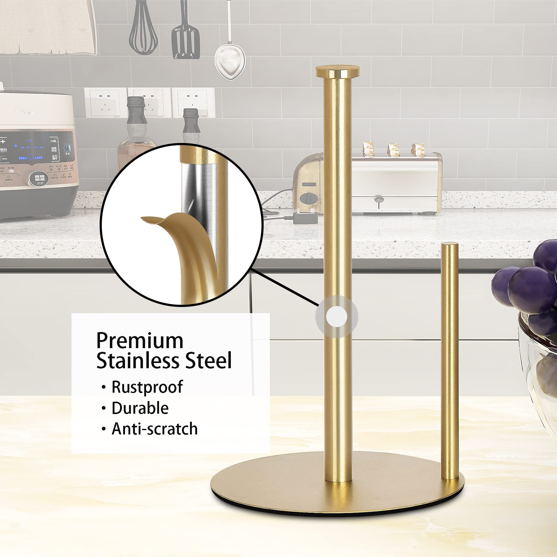 OBODING gold holder base with anti-slip pad protecting surfaces.