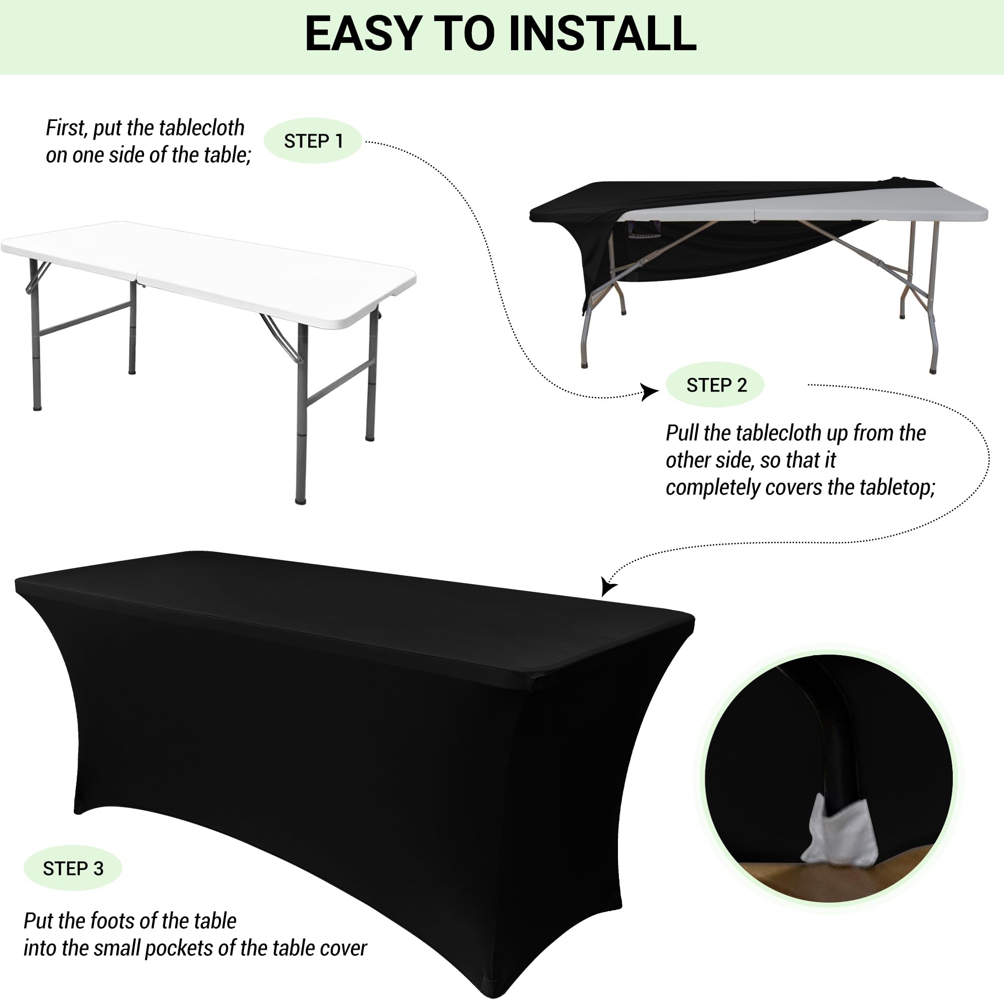 Obstal protective, stain- and wrinkle-resistant table cover for indoor or outdoor use.