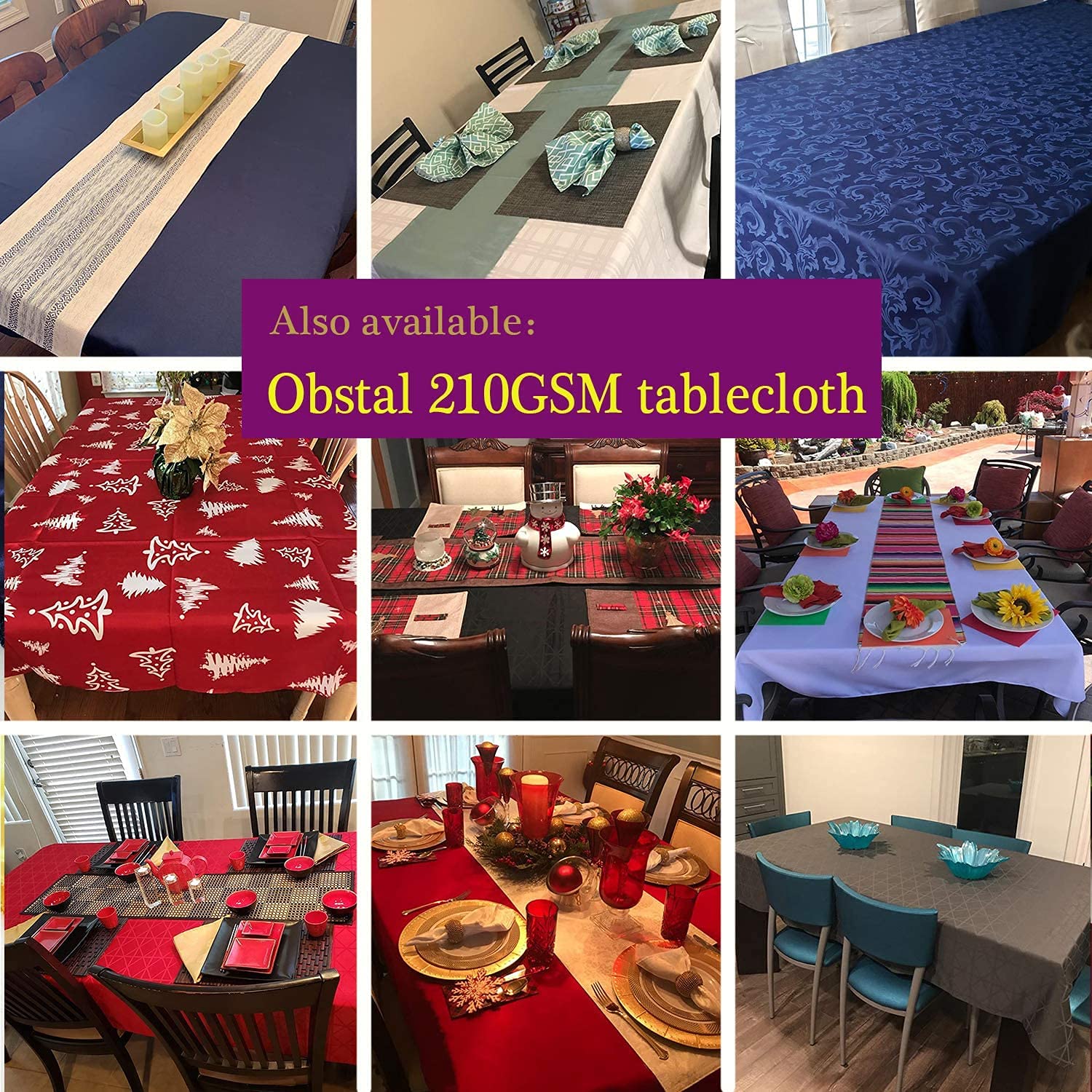 Obstal wrinkle-resistant table cloth stays smooth after storage and use.