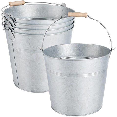 OBTANIM 4 pack galvanized buckets front view ideal for chilling drinks at gatherings