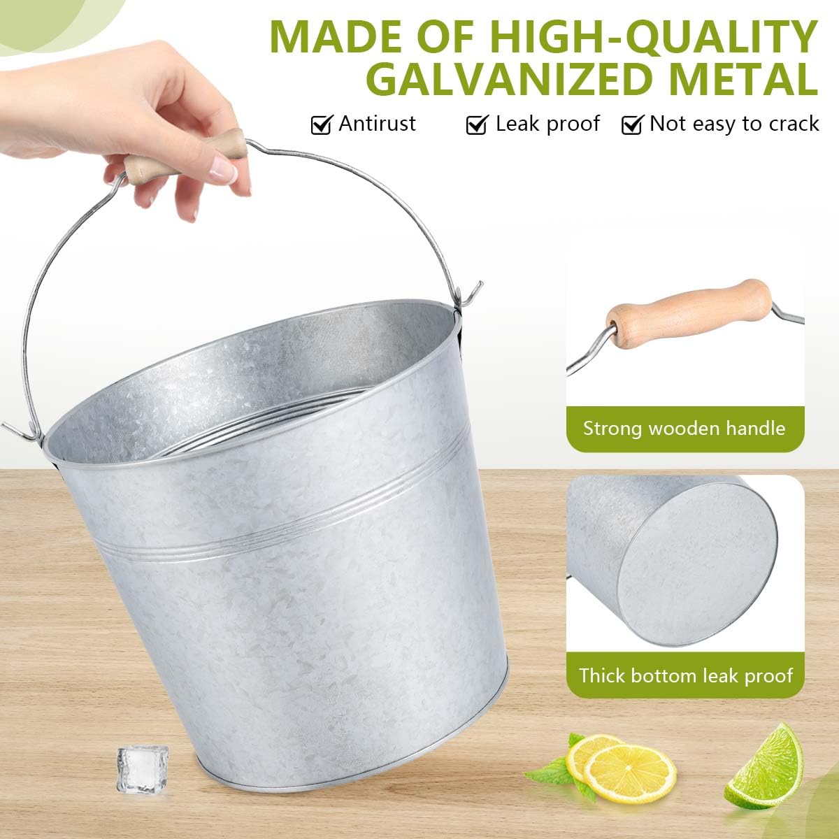 OBTANIM 8qt buckets filled with ice showing long lasting chill for celebrations