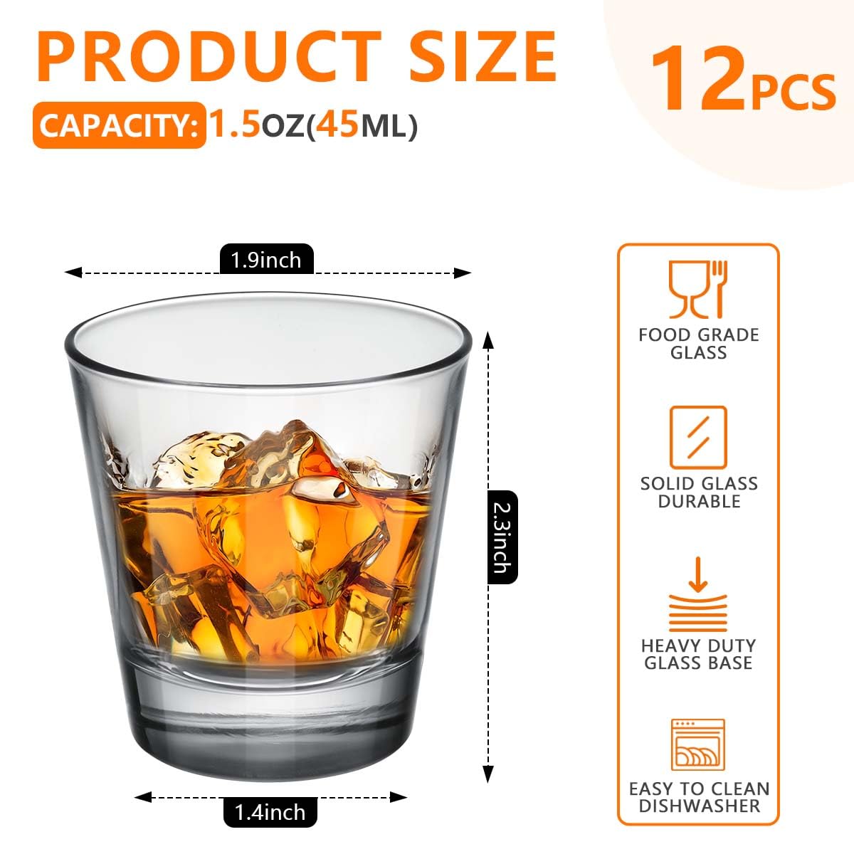 Obtanim clear shot glass showcases a precise 1.5 oz serve with crisp clarity